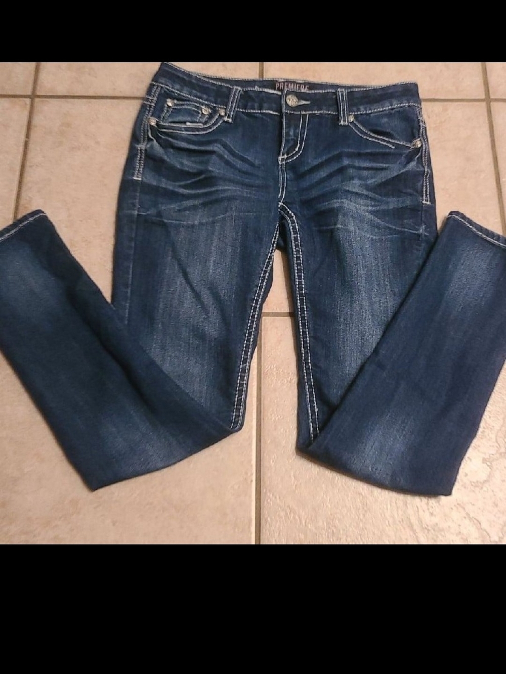 Premier Indigo Skinny Jeans with Contrast Stitching